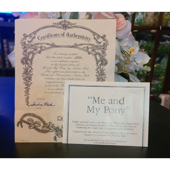 "Me and My Pony" Collectible Plate by Sandra Kuck – Hearts & Flowers Series - Picture 3 of 3